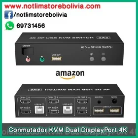 Conmutador KVM Dual DisplayPort 4K - Precio : 350 Bs