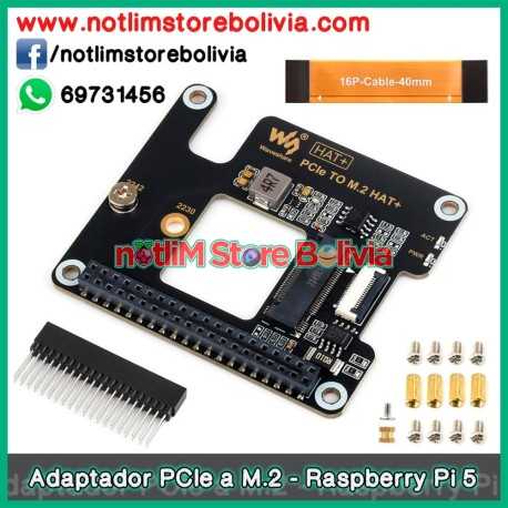 Adaptador PCIe a M.2 para Raspberry Pi 5 (NVMe M.2) - Precio: 350 Bs