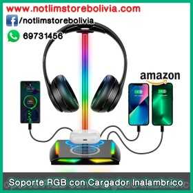 Soporte Audifonos RGB con Carga inalambrica - 250 Bs