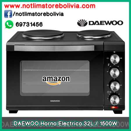 DAEWOO Horno Electrico de 32L/1500W con Placas Calefactoras de 1000W y 600W - Precio : 1 Bs