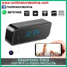 Reloj Despertador Camara Espia con Wifi y Vision Nocturna - Precio : 600 Bs