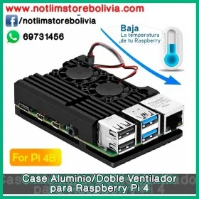 Case de Aluminio con doble ventilador (Raspberry Pi 4B) - Precio : 250 Bs