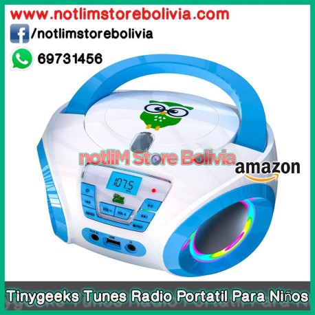 Tinygeeks Tunes Reproductor de CD para niños, Radio FM, CD, USB, AUX - Precio: 300 Bs