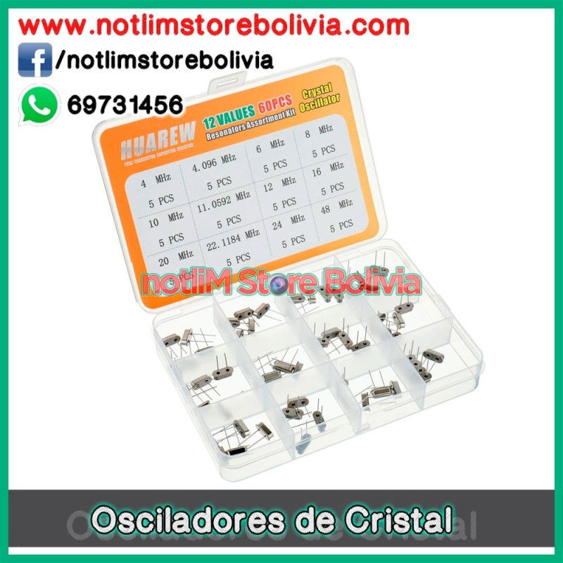Osciladores de Cristal (60 piezas/12 tipos) HUAREW - Precio: 50 Bs