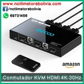 Conmutador KVM HDMI 4K 30Hz EZCOO (2 Computadoras/1 Monitor) - Precio : 200 Bs