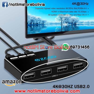 Conmutador KVM HDMI 4K 30Hz EZCOO (2 Computadoras/1 Monitor) - Precio: 200 Bs