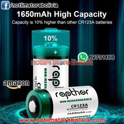 Baterias de Litio CR123A RAPTHOR - Precio: 150 Bs